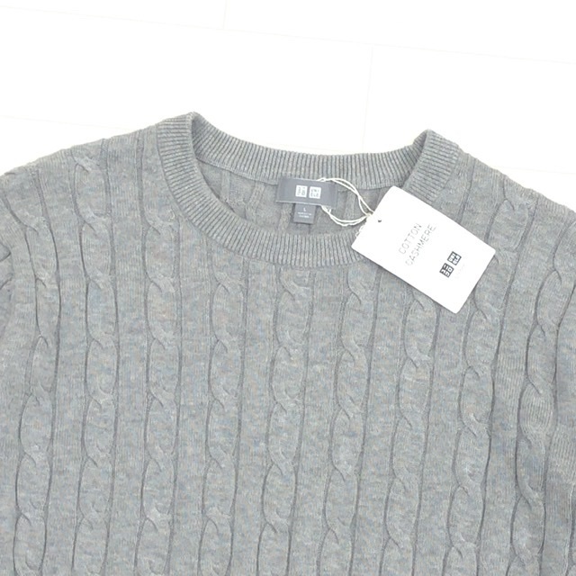 Uniqlo ユニクロ コットンカシミヤ ケーブルニット セーター L グレー メンズ 紳士 カシミア Lサイズ 売買されたオークション情報 Yahooの商品情報をアーカイブ公開 オークファン Aucfan Com