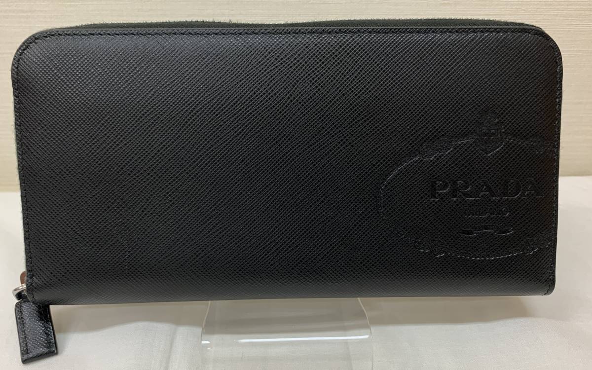 プラダ】PRADA サフィアーノ 長財布 ラウンドファスナー ブラック NERO 