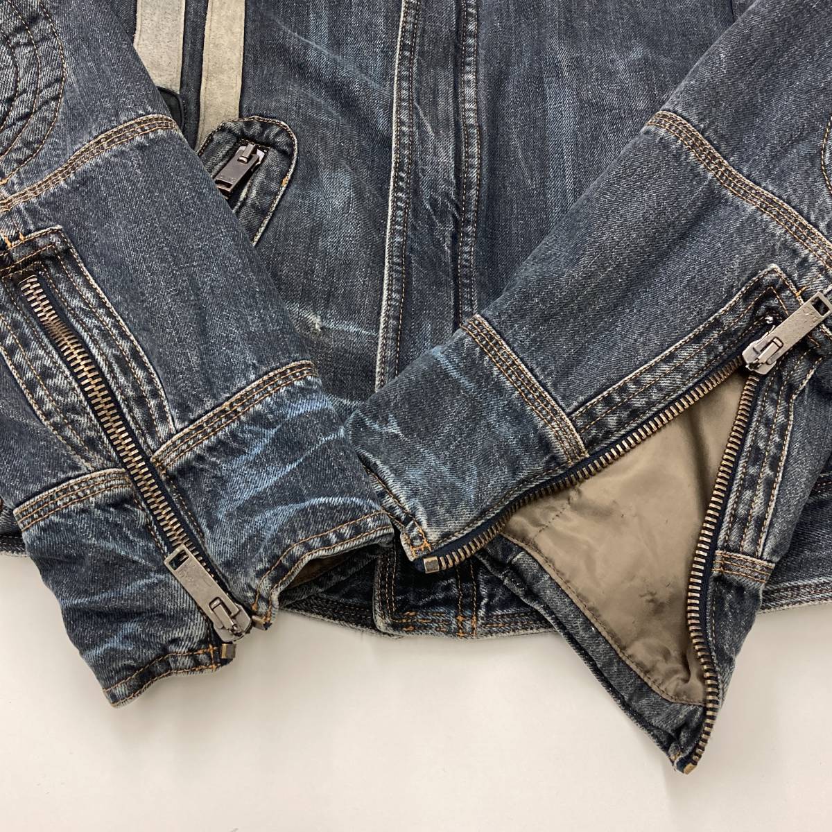 D&G ヴィンテージ加工 デニム シングルライダース デニムジャケット