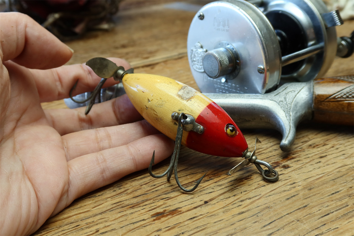 30s グラスアイ ウッド HEDDON SOS ミノー ビンテージ オールド ヘドン