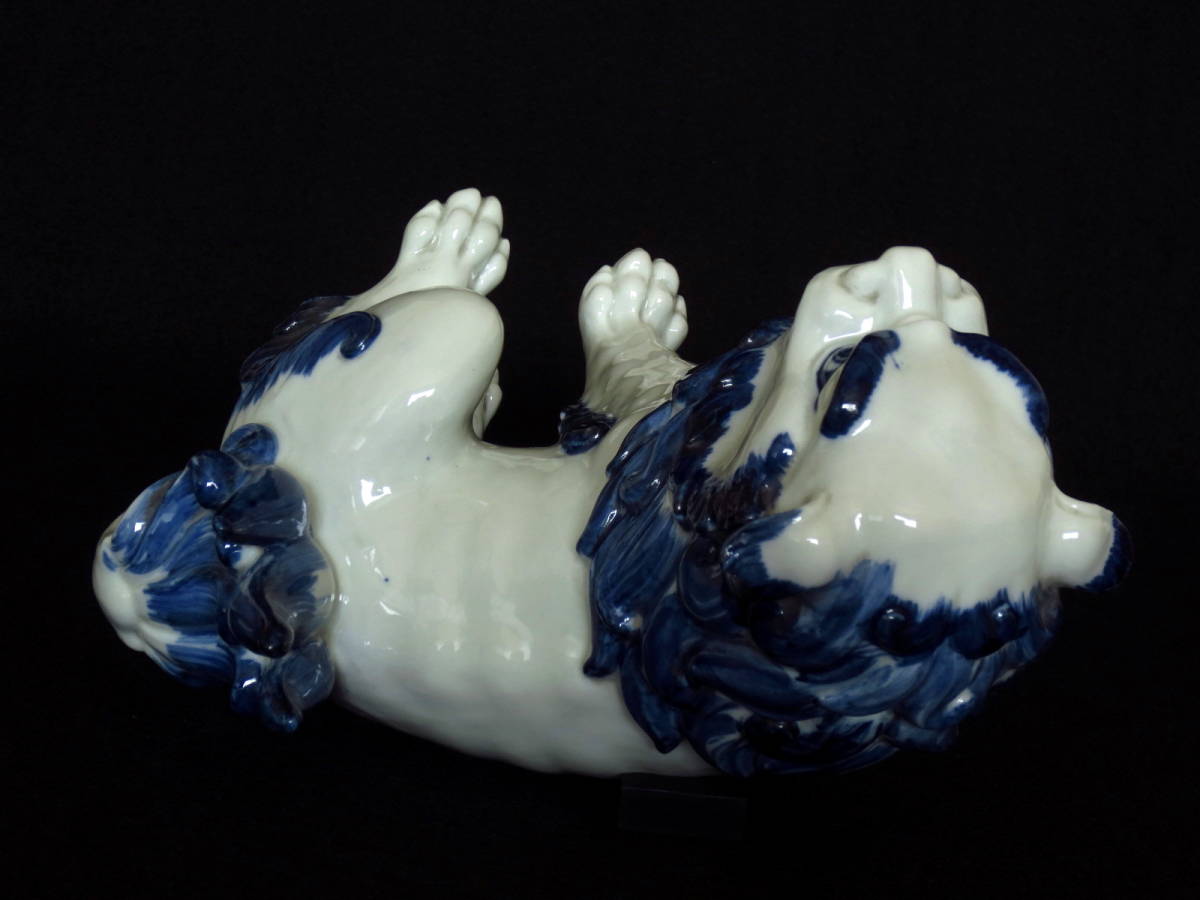古美術　古平戸　平戸焼　染付　玉獅子　獅子　唐獅子　狛犬　縁起物　置物 古美術 古平戸 平戸焼 染付 玉獅子 獅子 唐獅子 狛犬 縁起物 置物