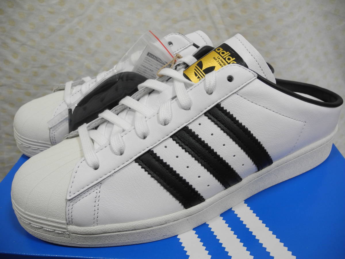 新品 28.5 黒 スーパースター ミュール 白×黒 アディダス ホワイト 