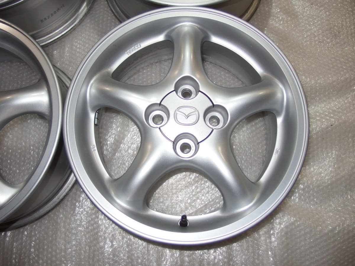 マツダNBロードスターRS前期純正15インチアルミホイールのみ4本 15x6j+