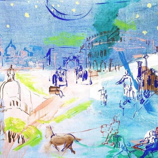 真作】【WISH】江花道子 油彩 50号大 大作 1985年作 〇在イタリア画家