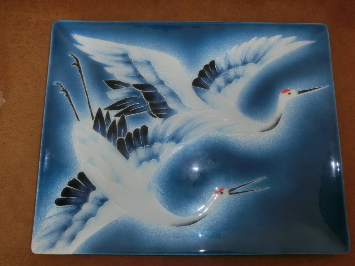 七宝 TUTANKA ツタンカ 角皿 大皿 鶴 約23×30㎝ 未使用品 食器 和