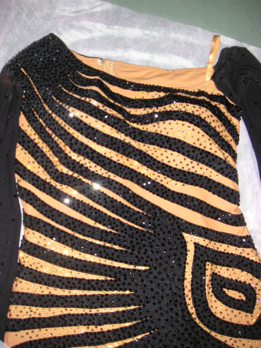 社交ダンス、黒と茶のラテンドレスM 社交ダンス ラテンドレス ドレス