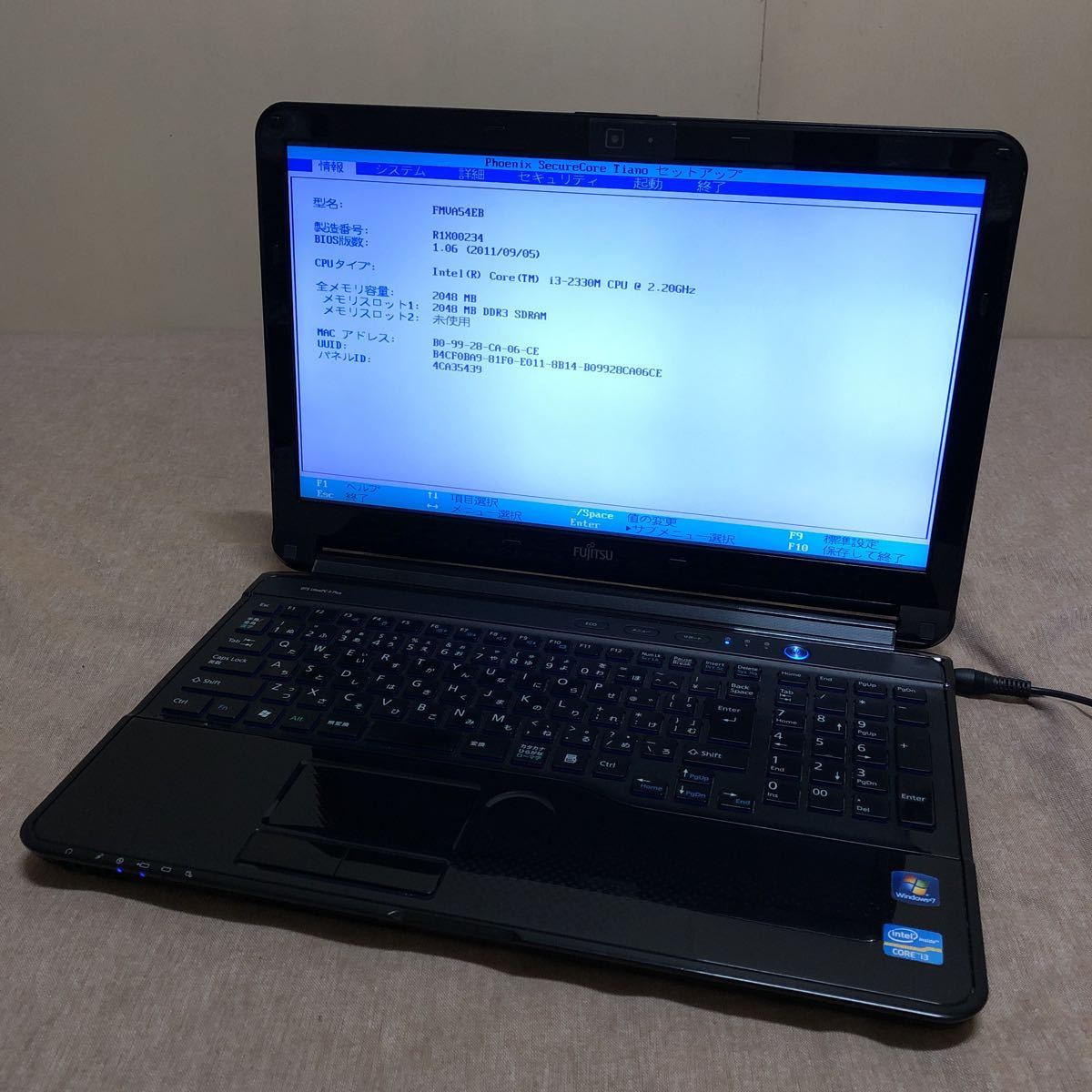 FUJITSU 富士通 LIFEBOOK AH54/E FMVA54EB Core i3 2330M 2.20GHz DDR3 