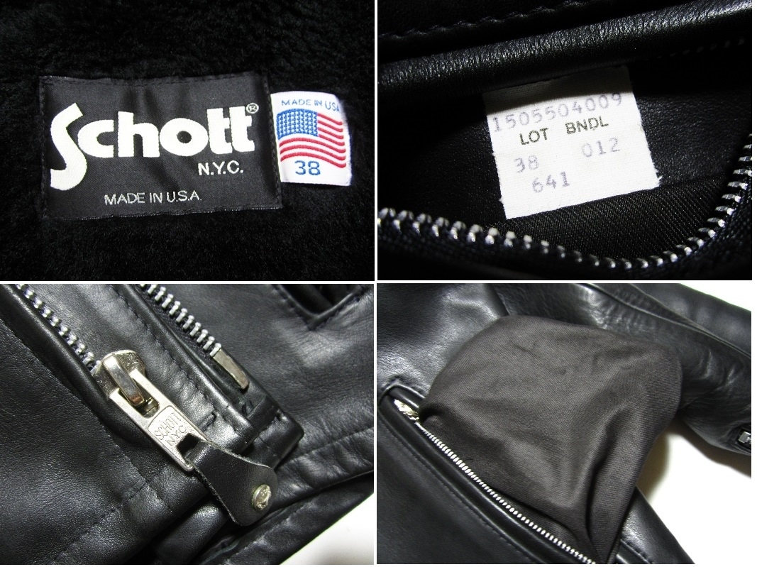 極美品 近年モデル Schott .N.Y.C 641 ショット シングル ライダース 