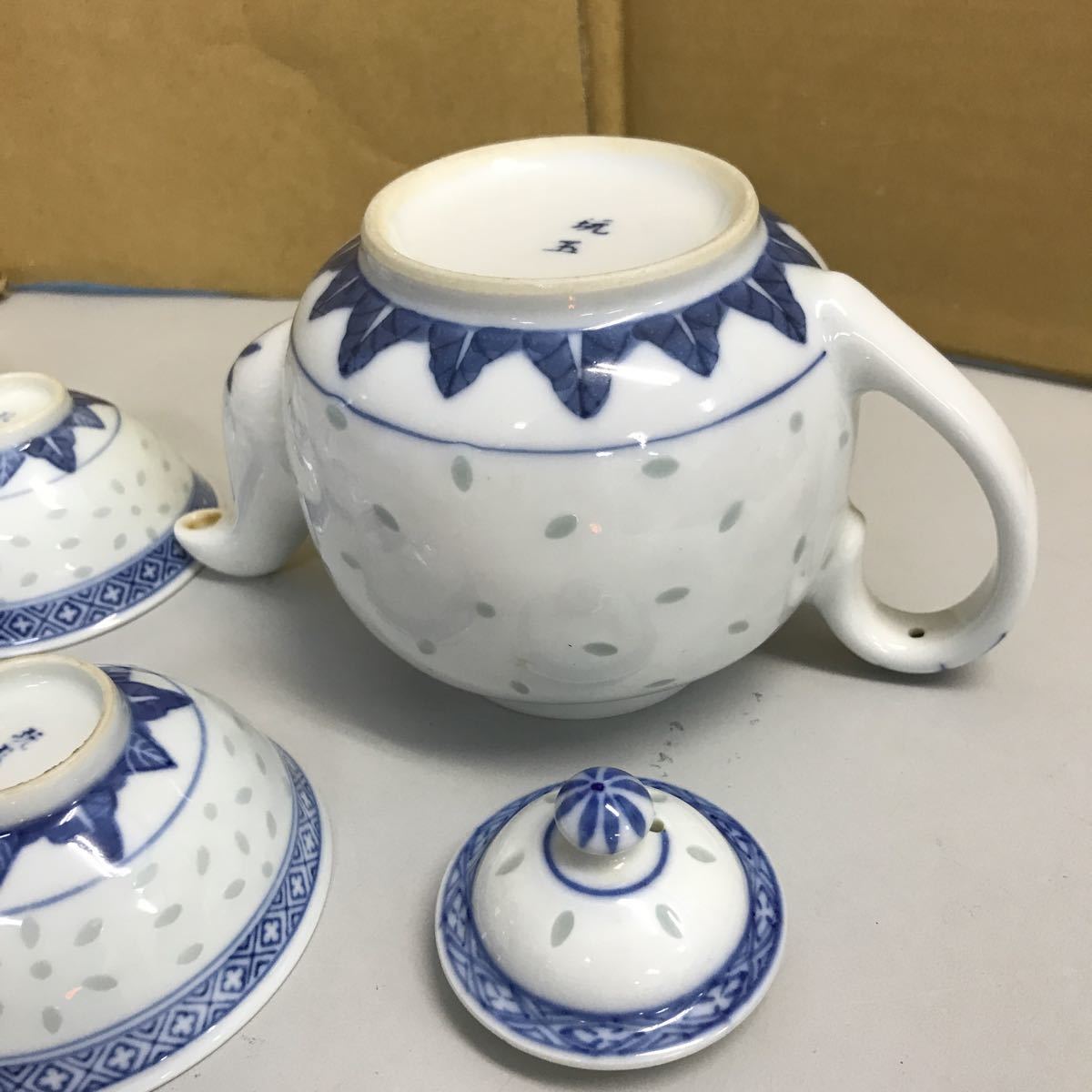 8中国 玩玉 蛍手 急須 煎茶碗5客 煎茶道具 *z 036中国 【公式通販】
