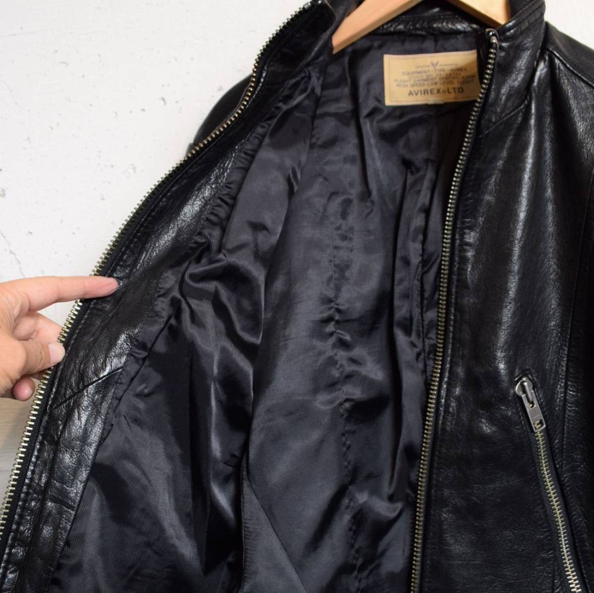 AVIREX ゴートレザー シングル ハの字 ライダース ジャケット size M 
