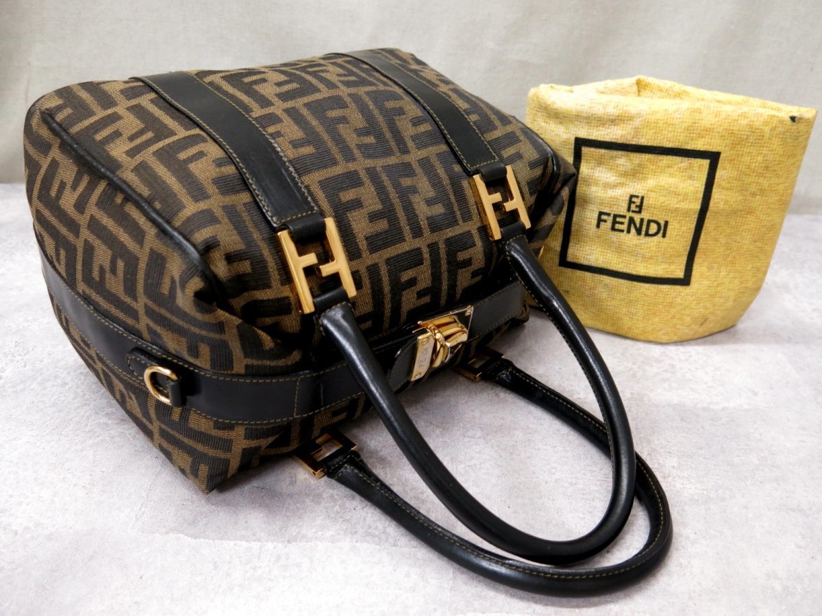 フェンディ FENDI ズッカ ヴィンテージ ハンドバッグ FF キャンバスx 