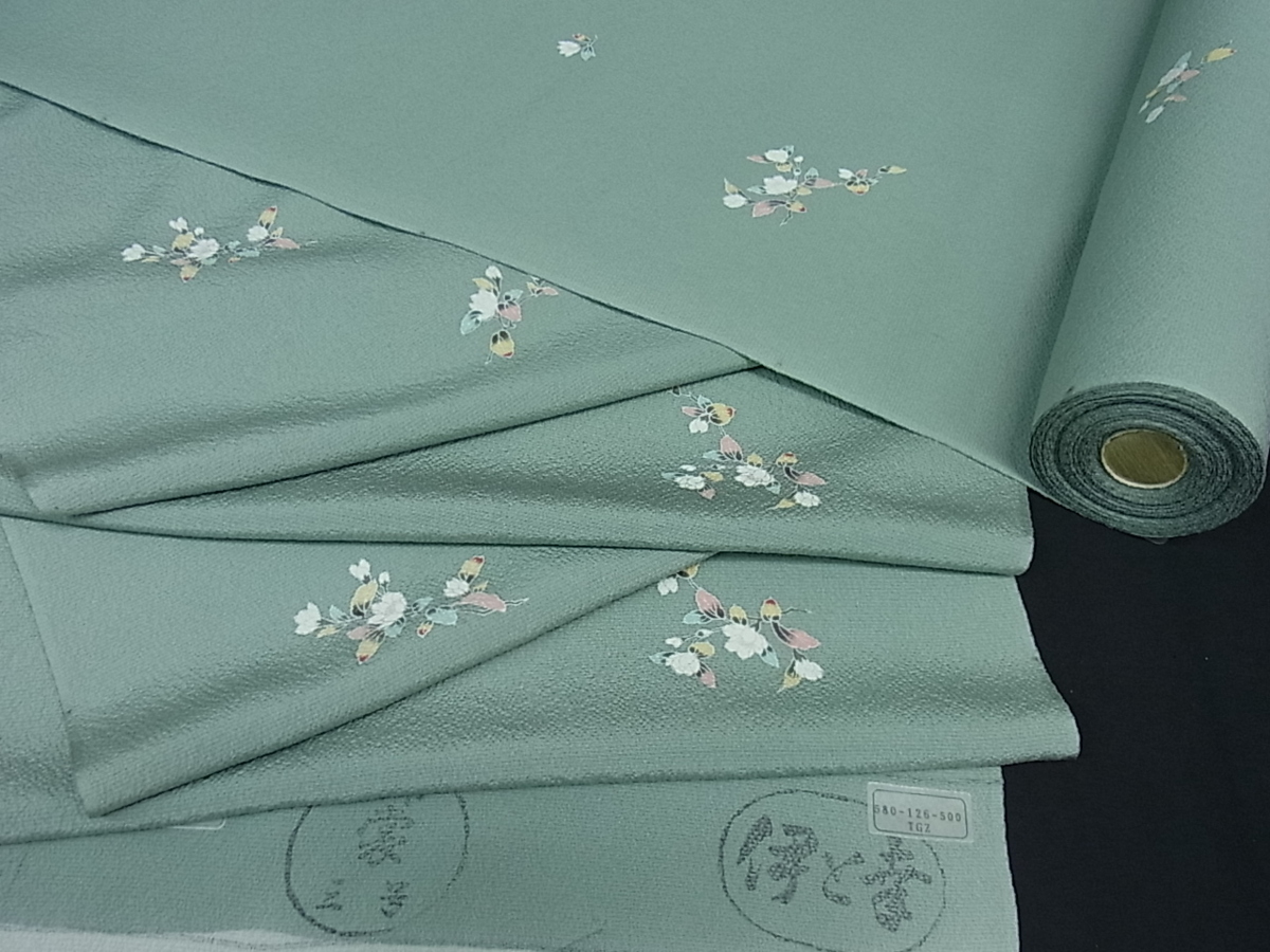 逸品 反物 着尺 切嵌鳳凰花蝶唐草文 平和屋着物○小紋 DABH8017zy