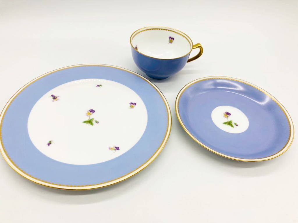 得価，大人気 d20 必見 大倉陶園 OKURA オオクラ カップ&ソーサー&プレート ブルー 色蒔き パンジー 花柄 金彩 コーヒーカップ 洋食器 保管品 買取品(大倉陶園)｜売買されたオークション情報、yahooの商 大倉陶園