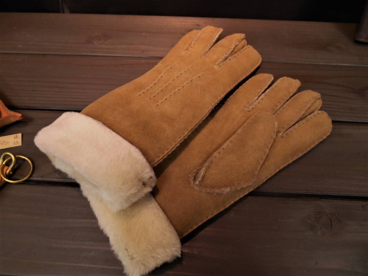 新品 ムートングローブ 手袋 シープスキン ベージュ レディース ステッチ入 60 以上節約