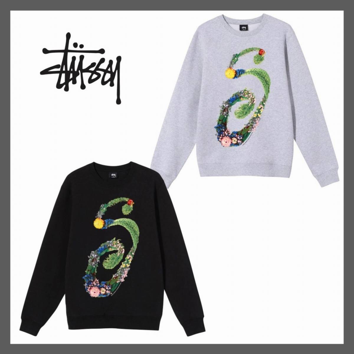 新品同様 STUSSY スウェット FLORAL S CREW トレーナー ステューシー