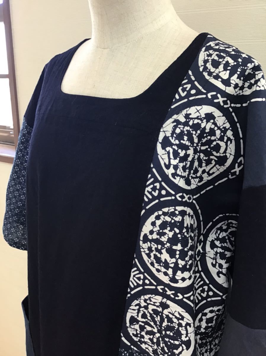 新作入荷，お買い得 着物リメイク　ワンピース　チュニック　木綿　ハンドメイド