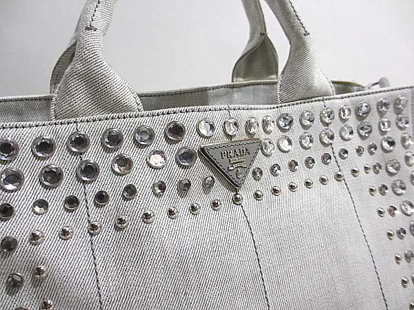 みーみ様専用】PRADA グレー カナパ S PRADA スタッズ付きグレー