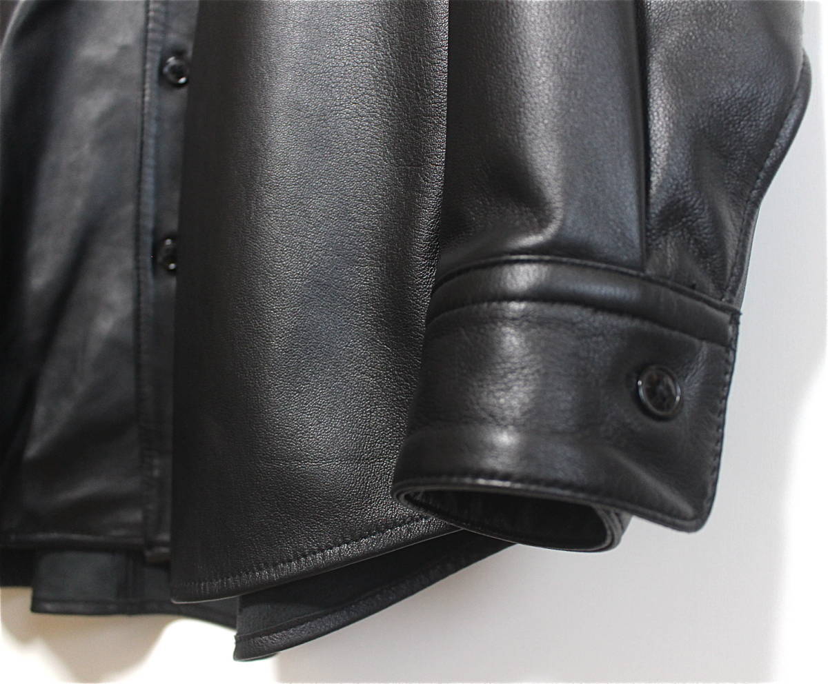 新品】ADAM ET ROPE' シープ レザー シャツ（M）黒 アダムエロペ