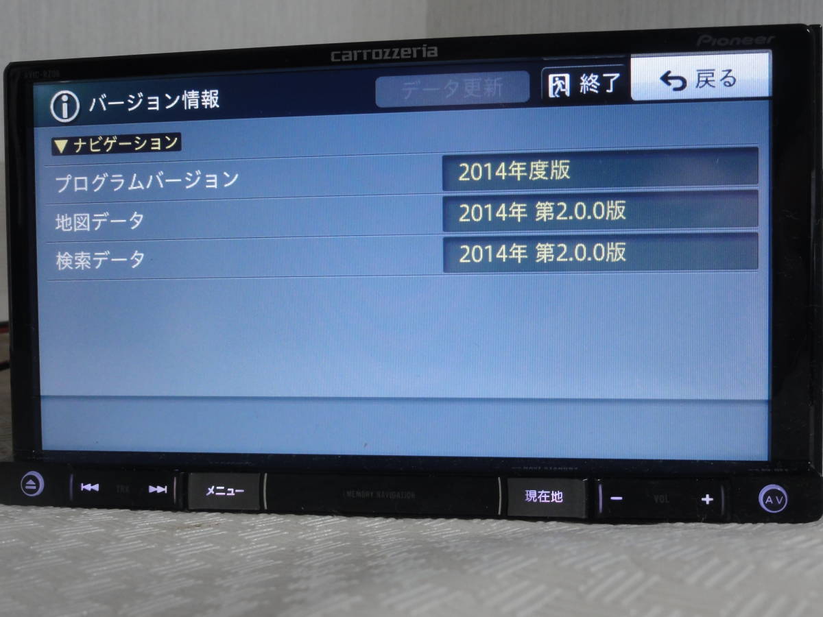 楽ナビ カロッツェリア carrozzeria AVIC-RZ06 メモリーナビ 2014年 