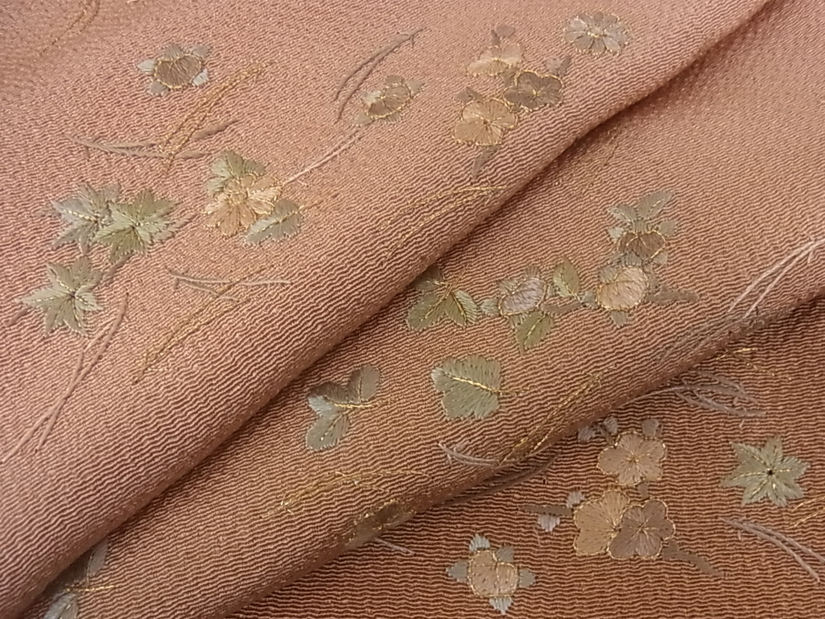 花美人着物■訪問着 総刺繍 吹寄せ花文 暈し染 金糸 鬼しぼ縮緬 逸品 未使用 h015 逸品 暈し染め 花美人着物□訪問着 吹き寄せ宝尽くし花文 平和屋着物▽訪問着 1g1106