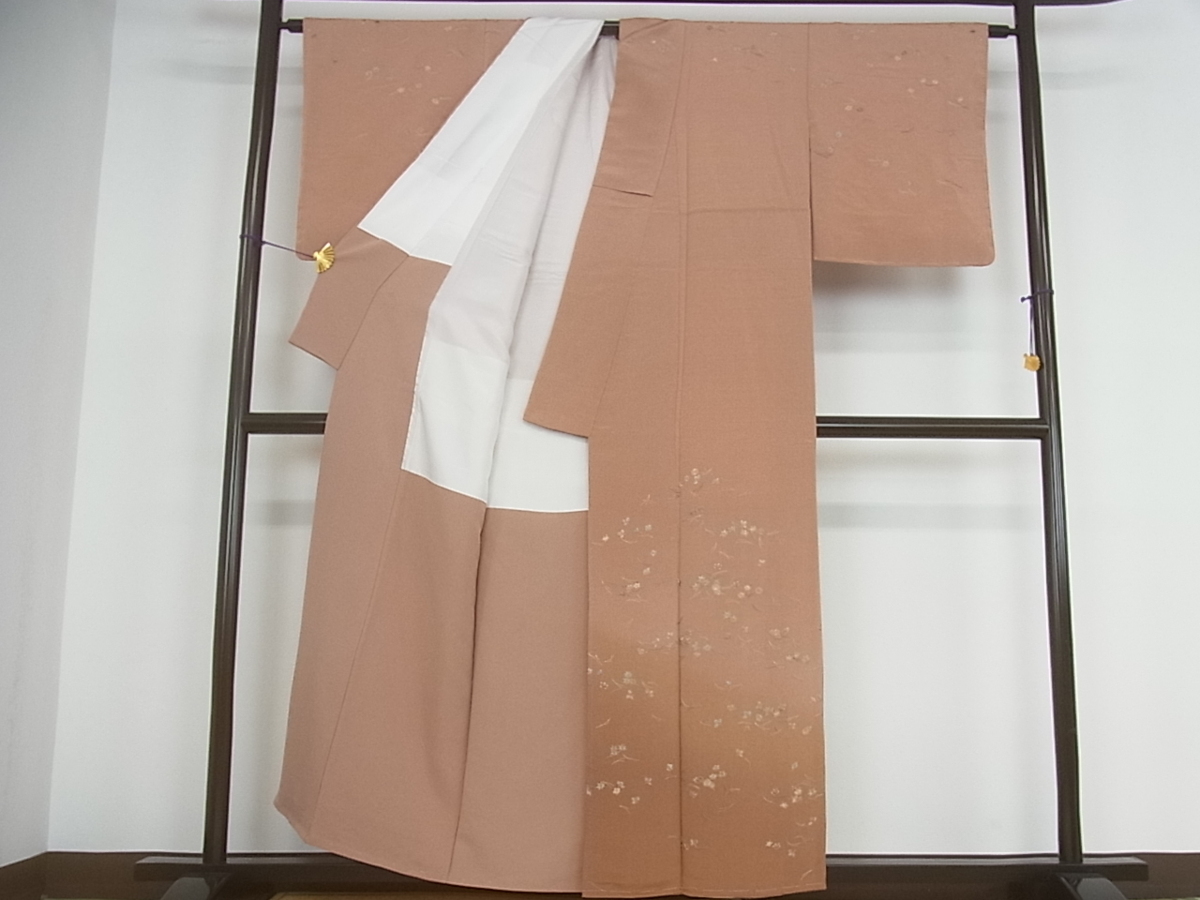 花美人着物■訪問着 総刺繍 吹寄せ花文 暈し染 金糸 鬼しぼ縮緬 逸品 未使用 h015 逸品 暈し染め 花美人着物□訪問着 吹き寄せ宝尽くし花文 平和屋着物▽訪問着 1g1106