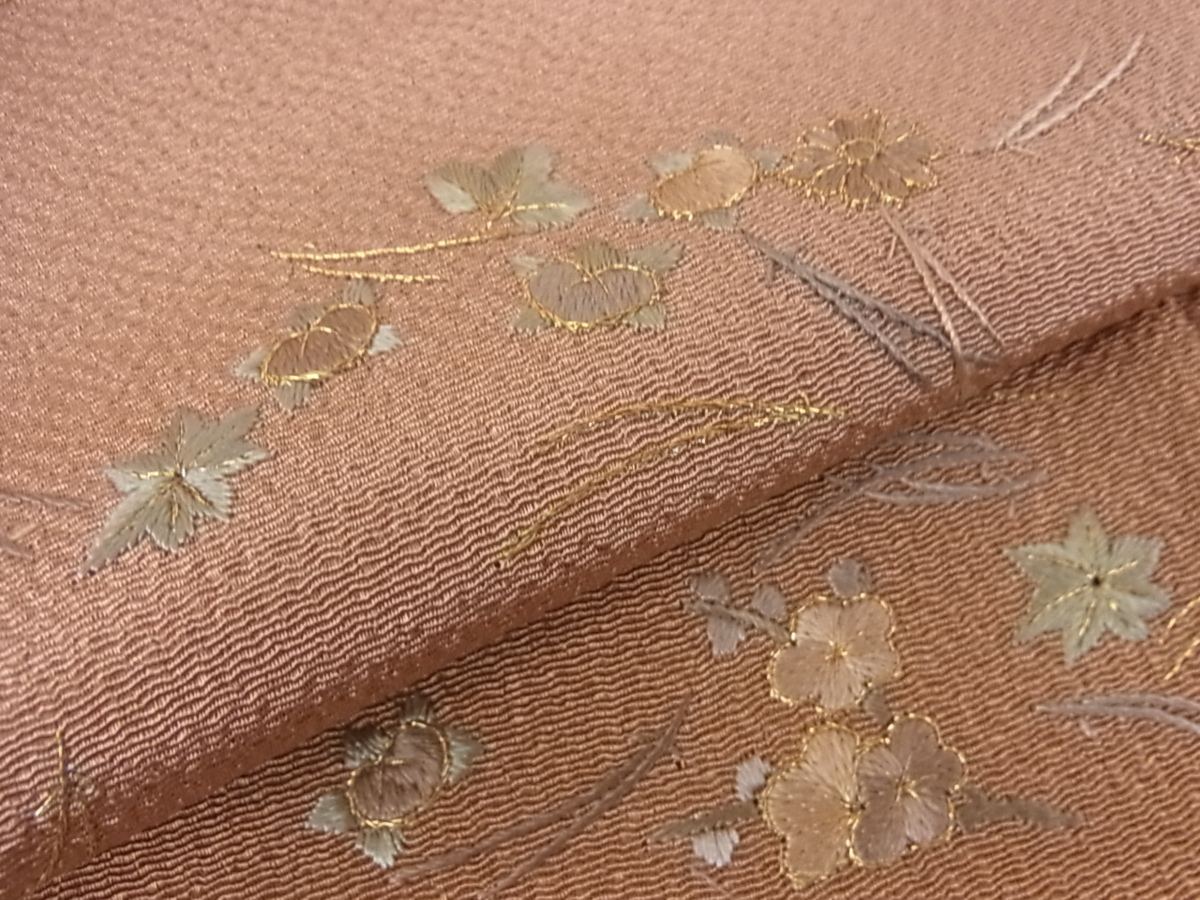 花美人着物■訪問着 総刺繍 吹寄せ花文 暈し染 金糸 鬼しぼ縮緬 逸品 未使用 h015 逸品 暈し染め 花美人着物□訪問着 吹き寄せ宝尽くし花文 平和屋着物▽訪問着 1g1106