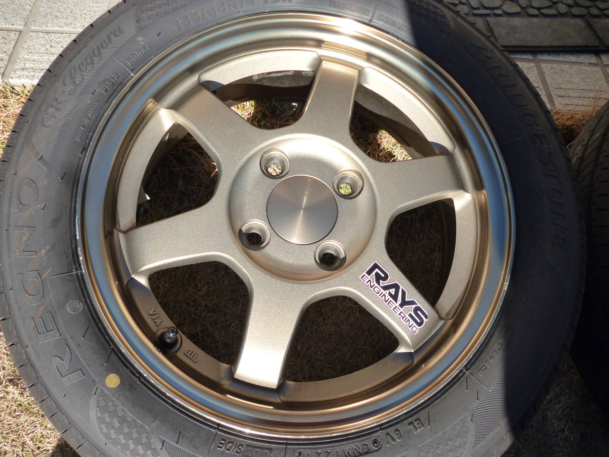 RAYS TE37C 14インチ 5J +35 PCD100 レグノ 155/65R14 4本 VOLKRACING 