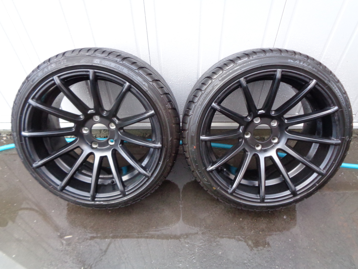 ※中古 ✨ アルミホイール引っ張りタイヤ 235/30-10 ✨ ♦オマケ付♦ イチオシ】18×9.5J 引っ張りタイヤ 18インチブラックコンケイブ PCD114