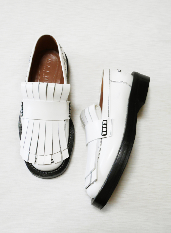 マルニ MARNI パテントレザー フリンジローファー シューズ 36 (23cm 