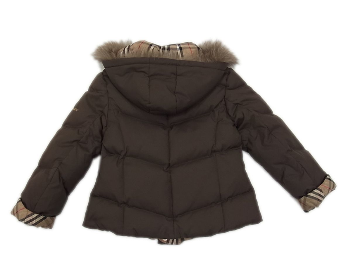 羽毛◇バーバリー ロンドン パーカーダウンコート ブルーフォックス  