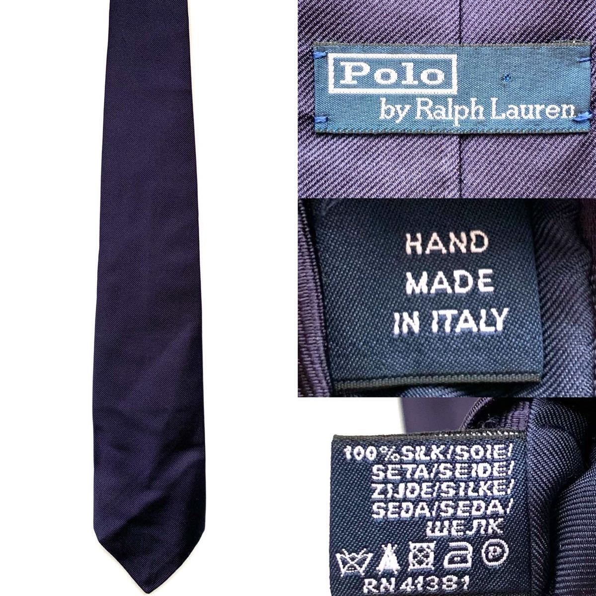 美品】Polo Ralph Lauren ポロ ラルフローレン ネクタイ ネイビー 紺