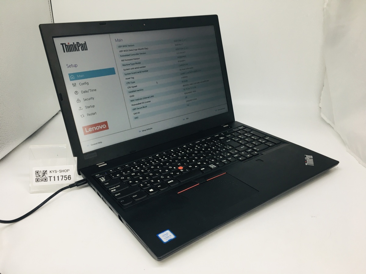 ◇ジャンク/Lenovo L590/Core i5 8265U 1.60GHz/8GB/15.6インチ/大容量