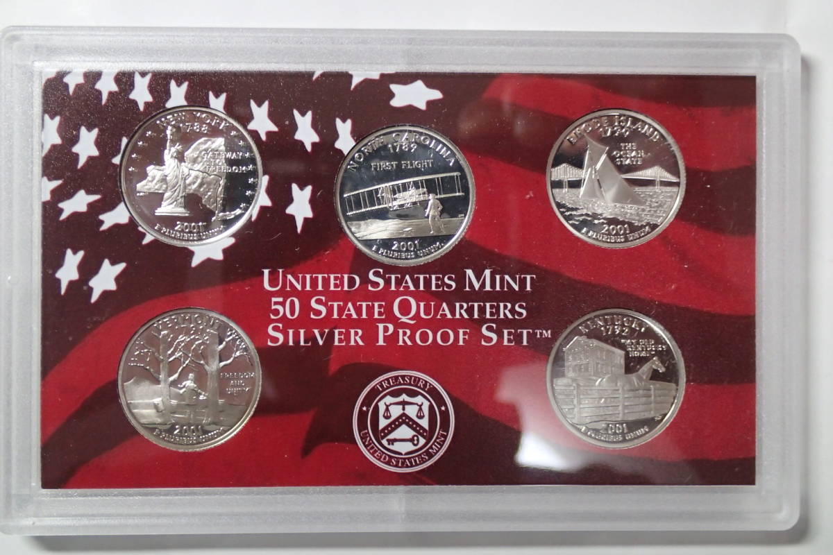 2001年 アメリカ 50州記念銀貨 シルバープルーフセット アメリカ 25セント 2001年 | 50州 0 州貨幣: 安い商品を 2001」の