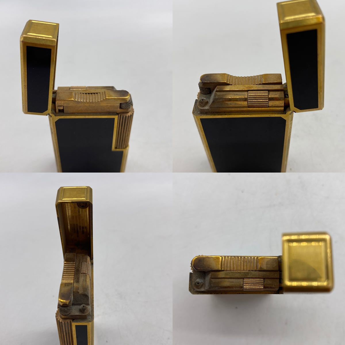 F93-3③】S.T Dupont デュポン ライター ゴールド×ブラック (着火未確認)