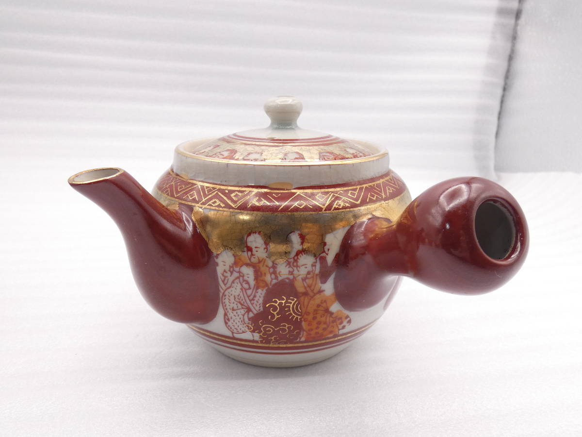 100%新品，新作登場 ☆九谷焼 赤絵 金彩 十六羅漢図 煎茶器揃 急須