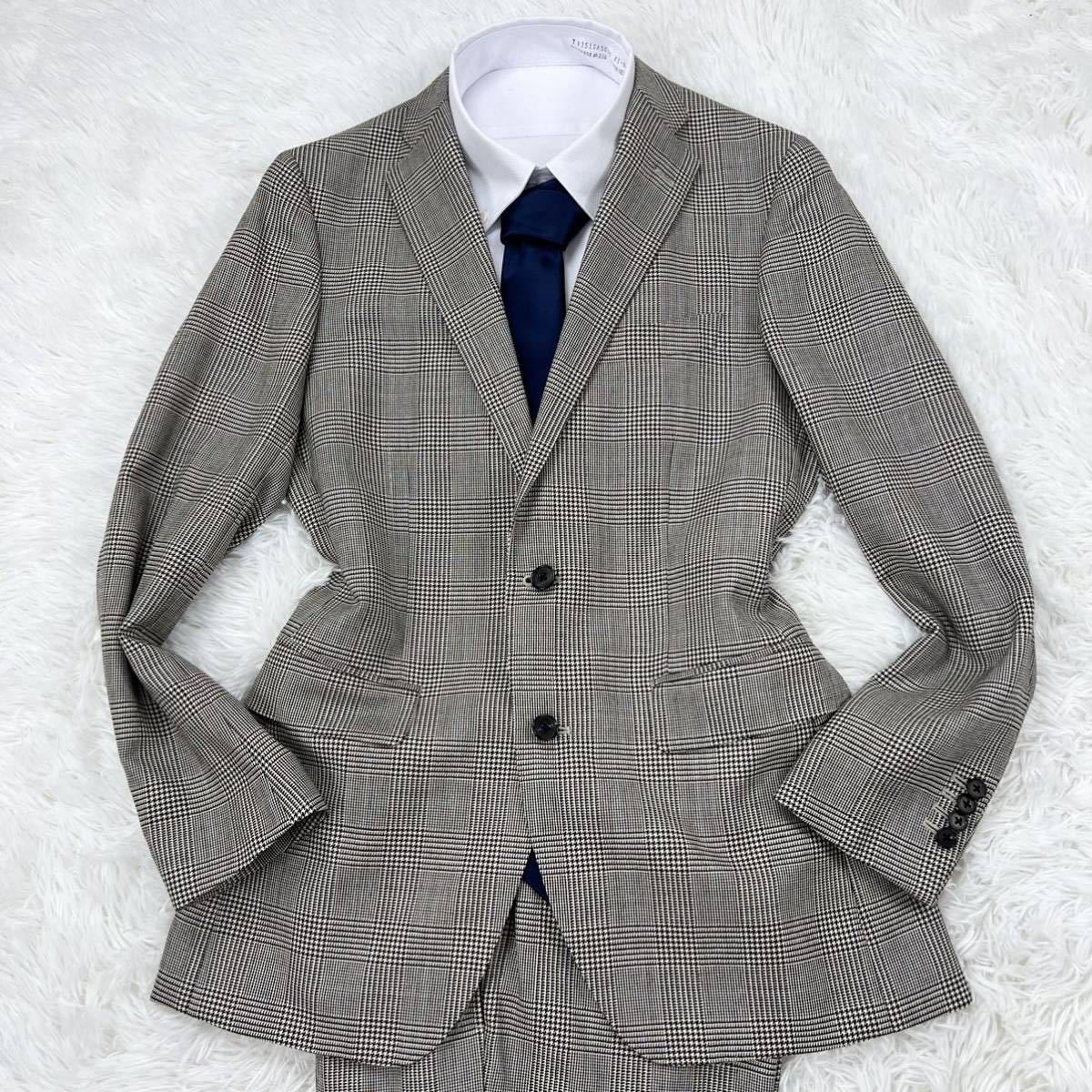 A8 blazer's bank.com MOON社生地【スタイリッシュな印象】ウール100% スーツ セットアップ グレー M 総裏地