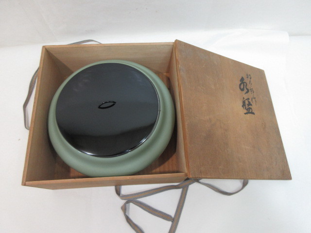 茶道具 青磁 染付 古美味手塚祥堂 染付平水指 保証品 WpX1
