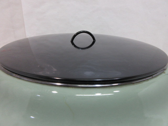 茶道具 青磁 染付 古美味手塚祥堂 染付平水指 保証品 WpX1