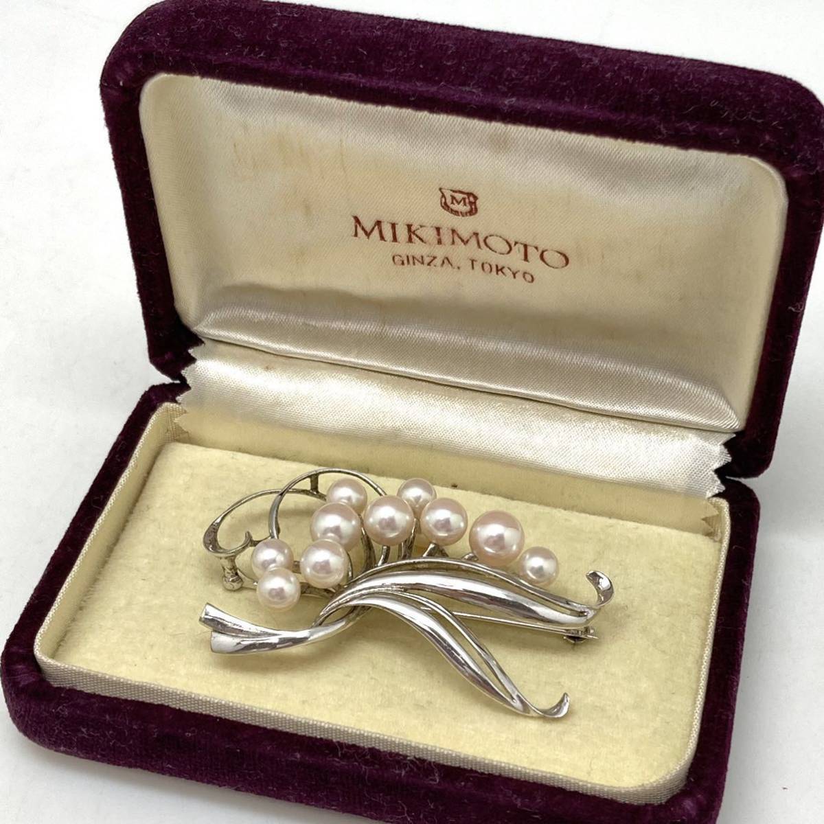 ケース付!!□MIKIMOTO(ミキモト)アコヤ本真珠ブローチ□重量約 
