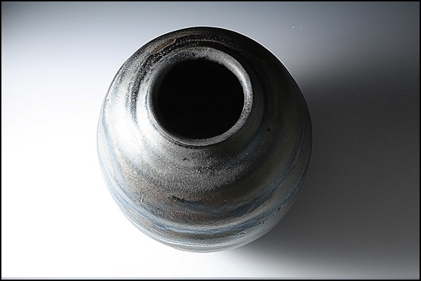 □特別出品□ 07786u 佐々木禅 鉄釉 窯変 天目 壺 花器 花入 花生 共箱