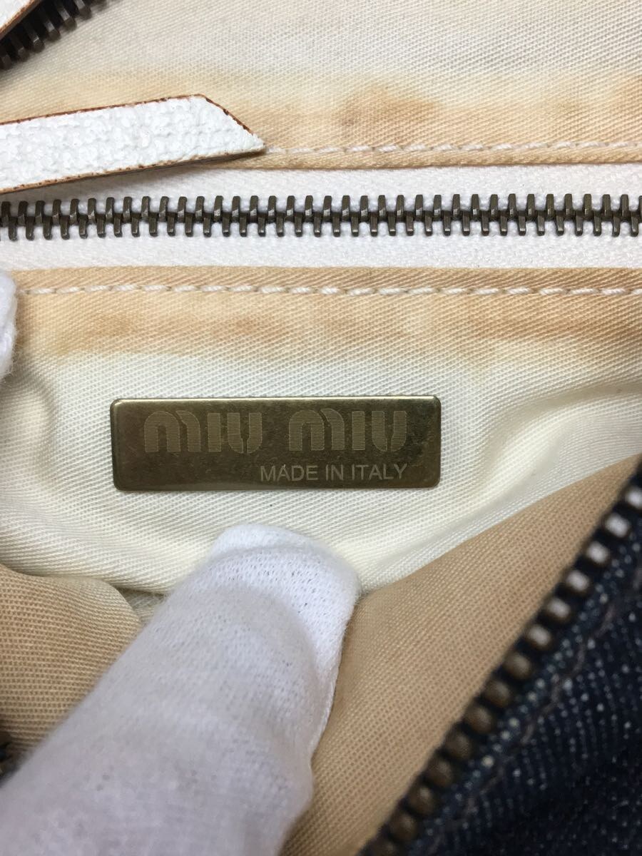 ミュウミュウ Miu ハンドバッグ ファッションに自信をMIUMIU マテラッセ が、日本限定発売のフラワープリントを施した MIU MIU◆ミュウミュウ/ハンドバッグ/デニム/IDG/無地/内側汚れ有