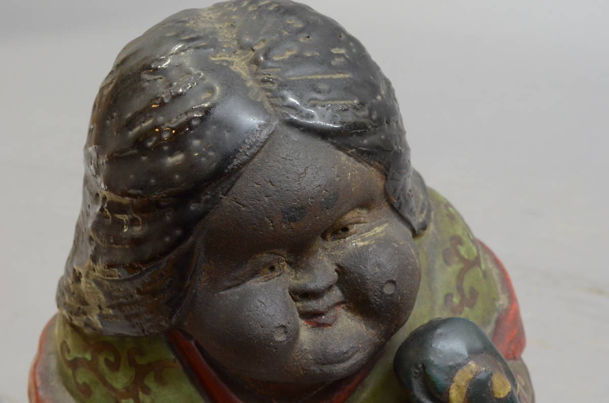 青木木米 お多福 置物 お福 人形 縁起物 京焼 古陶磁 時代物(京焼