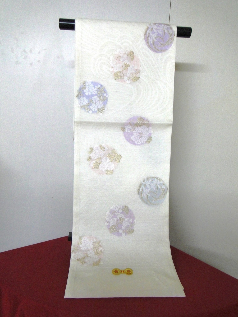 【絹工房33】高級手縫仕立付★新品★夏用五泉駒絽・文箱四季花柄付下5点セット★石勘謹製・今年度最新柄！ 夏物・五泉駒絽の着物です！刺繍入り訪問着『唐草に華紋：白地に薄緑 五泉 小紋 桜 紅葉 未