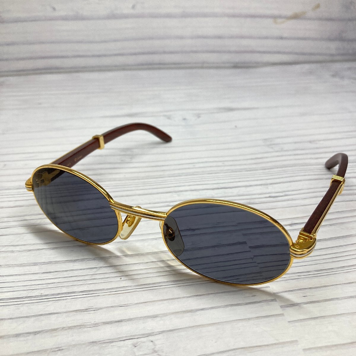 f001 B 希少 CARTIER カルティエ ヴィンテージ 140b 53□22 ウッド 