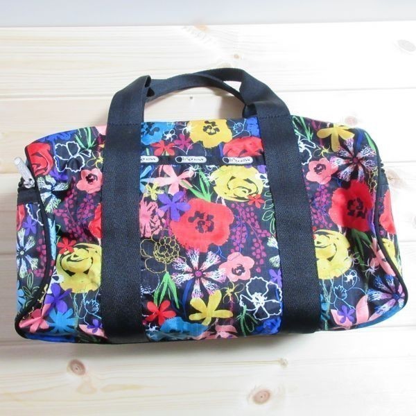 美品 LeSportsac レスポートサック フラワープリント 花柄 ドラム