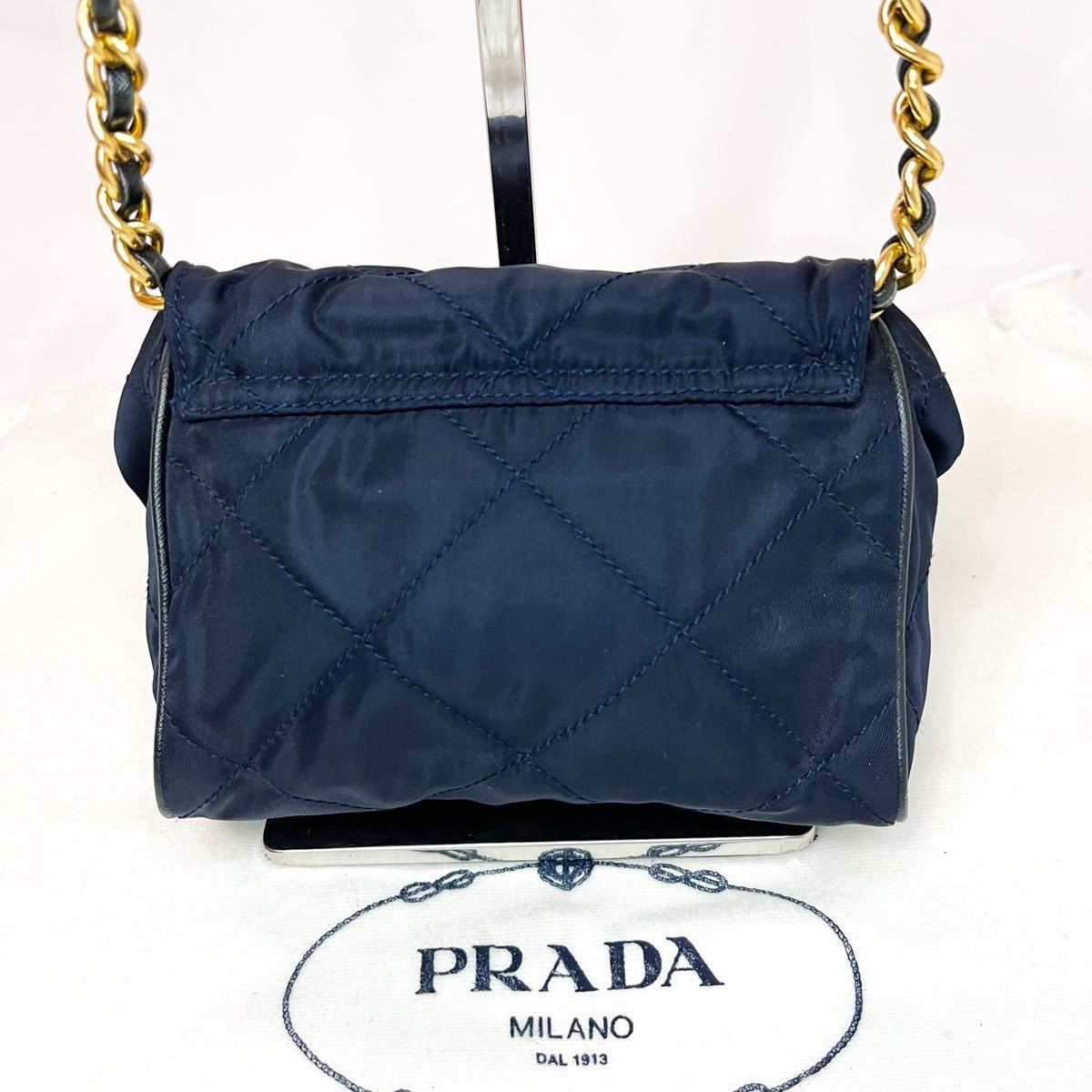 極ミニサイズ】□ 1円 □ 新品同様 PRADA プラダ 三角プレート 