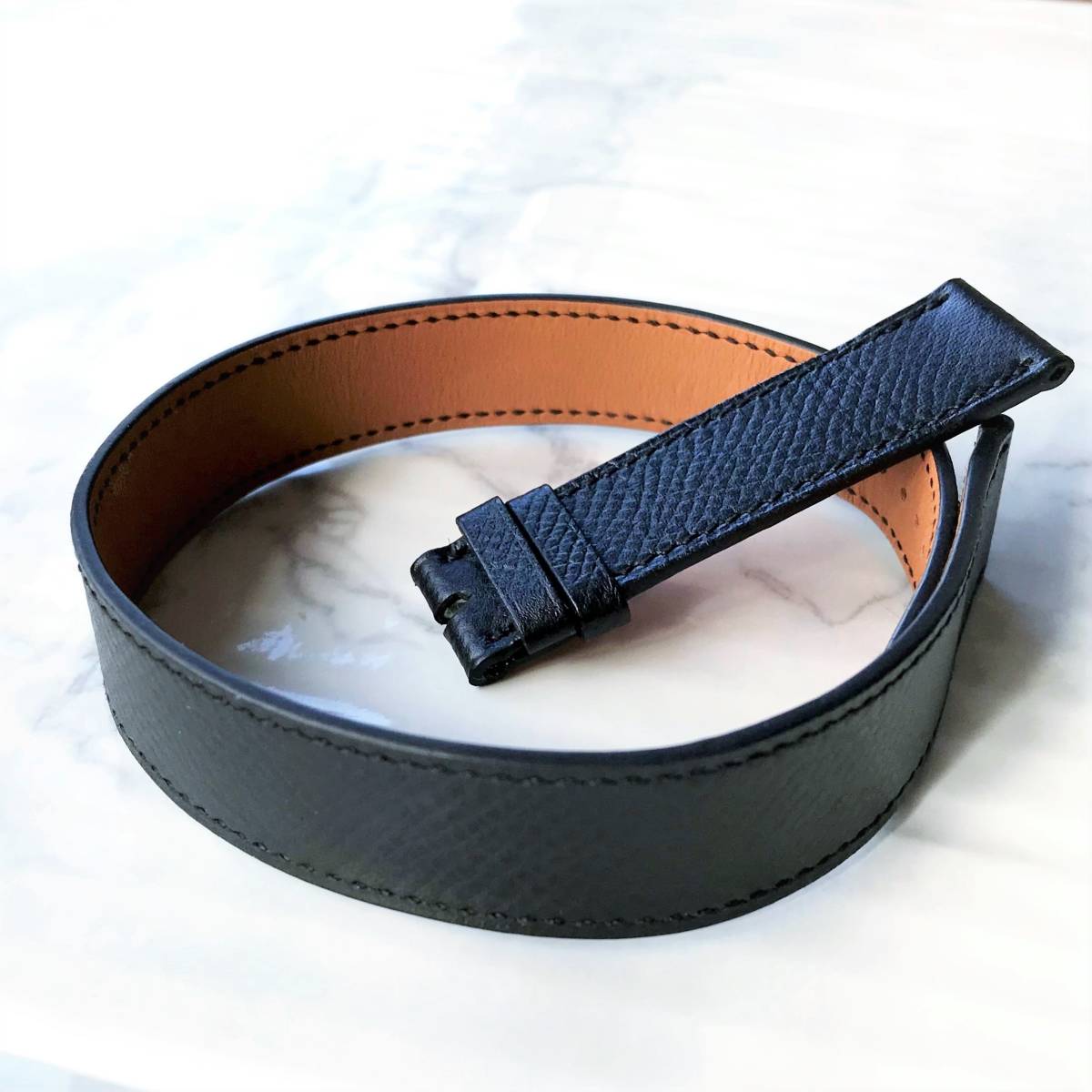 美品】エルメス ケープコッドのベルト 黒 ドゥブルトゥール 二重巻き 