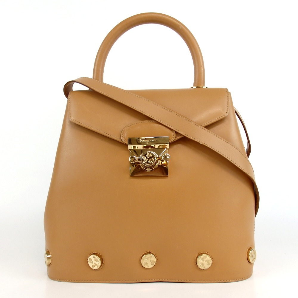 新品，人気SALE Salvatore Ferragamo サルヴァトーレフェラガモ DQ-21 7788 ヒールシューズ金具 2way ショルダー ハンドバッグ ベージュ レザー 10 17-126(かばん、バッグ)｜売買されたオークション情報、yahooの商品情報 かばん、バッグ