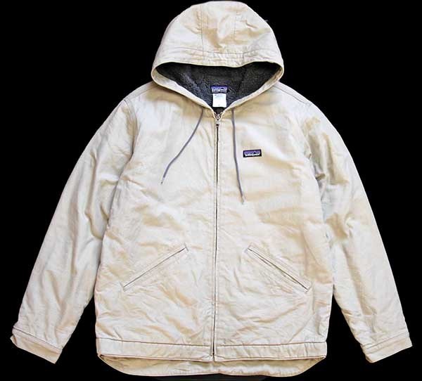 ★patagoniaパタゴニア フリースライナー オーガニックコットン ラインド キャンバス フーディー ベージュ M★アウトドア 裏ボア パーカー