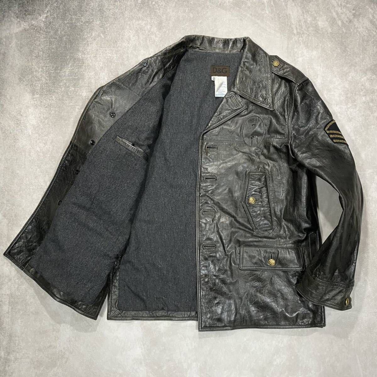 【人気定番，新作】 ドルチェ＆ガッバーナ/D&G ナポレオンジャケット レザーコート M L 上質牛革 ダメージ加工 伊製 アウター 冬春服 黒/ブラック(Lサイズ)｜売買されたオークション情報、yahooの商品情報をア Lサイズ